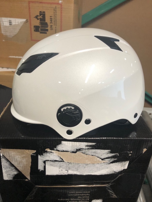 Photo 2 of **SIMILAR TO STOCK PHOTO**Westt Classic – Vintage Open Face Motorcycle and Scooter Helmet for Men and Women – Lightweight, Compact, DOT Approved - White, Size M (21.65-22.04 in)