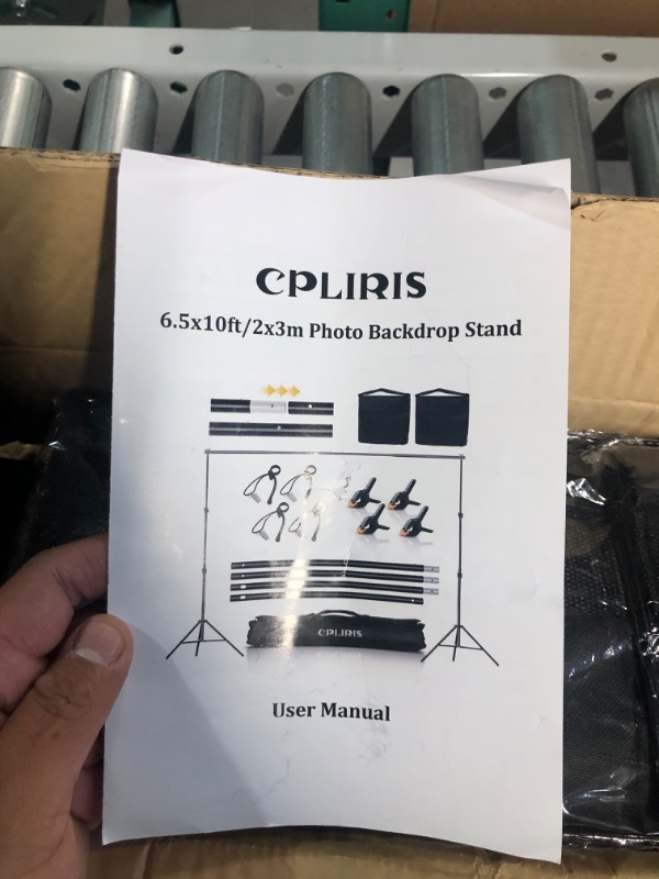Photo 1 of Photo Backdrop Stand, CPLIRIS 6.5x10ft Adjustable Parties Background Support with 4 Spring Clips, 2 Sandbag, 4 Backdrop Holder Clip for Photoshoot, Parties, Baby Shower, Birthday