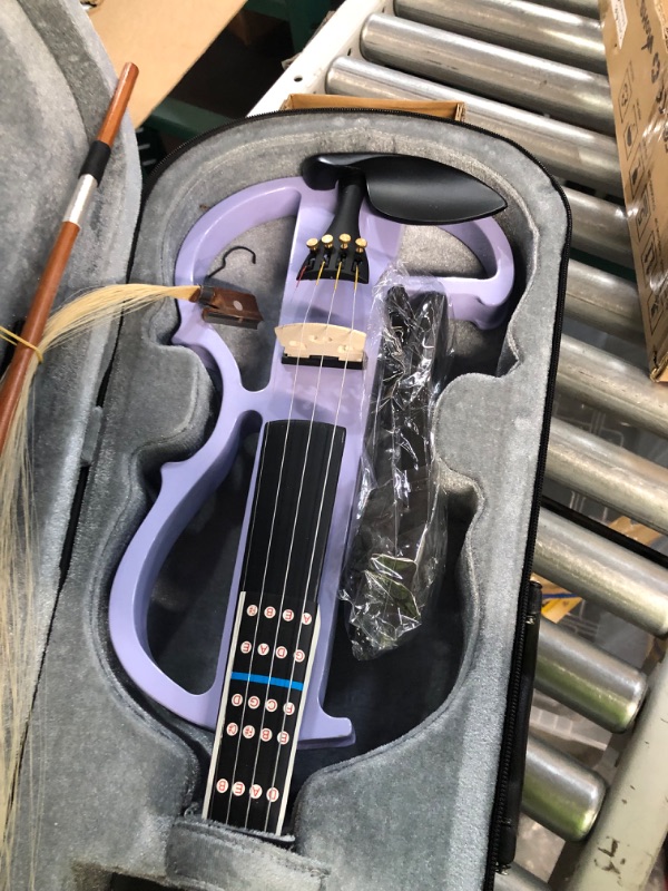 Photo 4 of ***SEE NOTES*** 
Vangoa Electric Violin 3/4 Silent Violin Full Set, Black Electric Fiddle Starter Kit for Beginners, Student, Kids 3/4 purple 