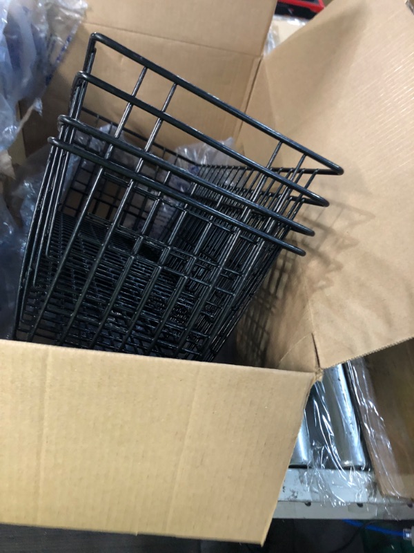 Photo 1 of **USED** Wire Storage Baskets, iSPECLE 4 Pack Large Metal Wire Baskets Pantry Organization BLACK