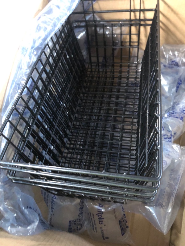 Photo 1 of **USED** Wire Storage Baskets, iSPECLE 4 Pack Large Metal Wire Baskets Pantry Organization BLACK
