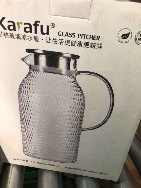 Photo 2 of **USED** Karafu Glass Pitcher with Lid, Heat Resistant, Easy to Cleane 100 Ounces