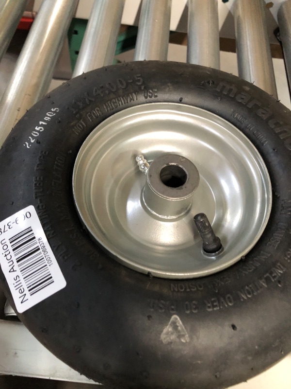 Photo 2 of 11x4.00-5" Flat Free Lawn Mower Tire on Wheel, 3/4" or 5/8" Bushing, 3.4" -4" -4.5" -5" Centered Hub, Universal Fit Smooth Tread Tire for Zero Turn Lawn Mowers