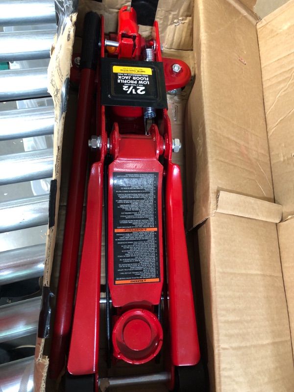 Photo 2 of BIG RED TAM825051 Torin Hydraulic Low Profile Trolley Service/Floor Jack with Single Piston Quick Lift Pump, 2.5 Ton (5,000 lb) Capacity, Red