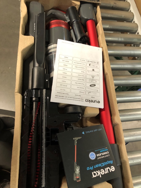 Photo 2 of ***FOR PARTS ONLY- DOES NOT FUNCTION*** 
Eureka RapidClean Pro Lightweight Cordless Vacuum Cleaner, Convenient Stick and Handheld Vac, Red,Black Red Vacuum Cleaner
