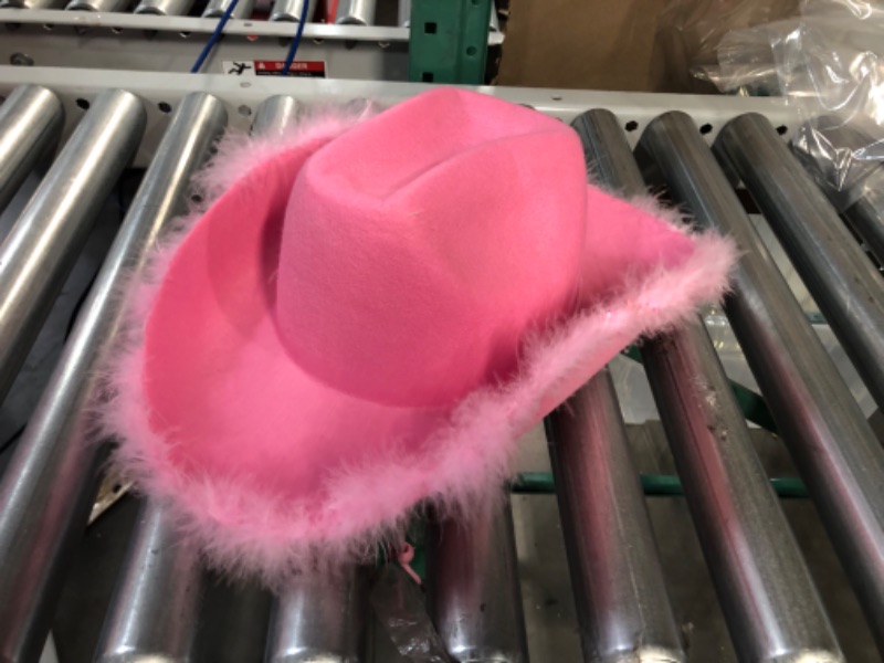 Photo 1 of Pink Cowgirl Hat with Feathers