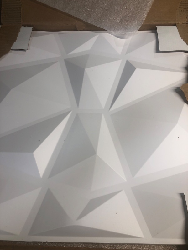 Photo 2 of Art3d Decorative 3D Wall Panels in Diamond Design, 12"x12" Matt White