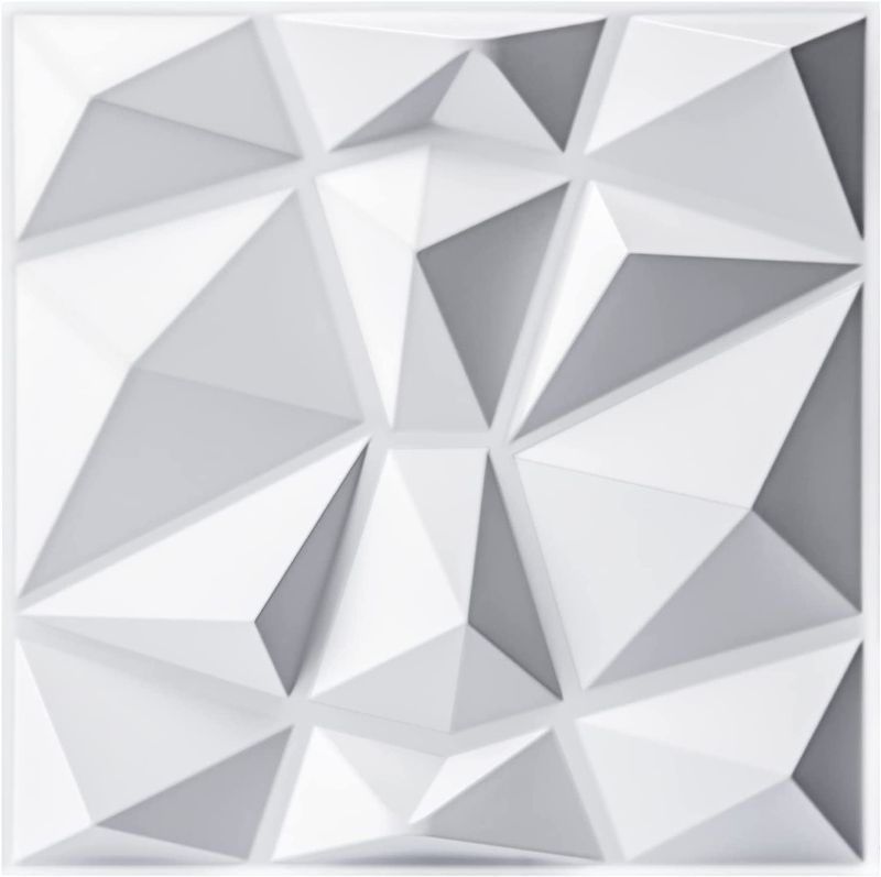 Photo 1 of Art3d Decorative 3D Wall Panels in Diamond Design, 12"x12" Matt White