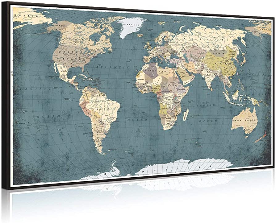 Photo 1 of Welmeco Large Office Wall Decoration Retro Detailed World Map 