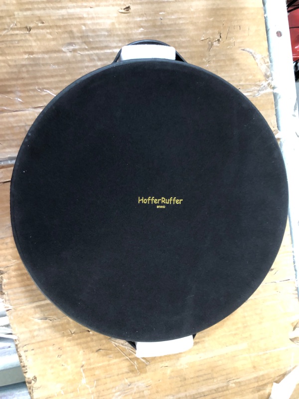 Photo 3 of ***MINOR DAMAGE - SEE NOTES***HofferRuffer PU Leather Round Tray, with Handles, 14.6-inch (Black)