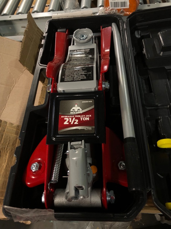 Photo 2 of JackBoss Torin Hydraulic Low Profile Floor Jack 2.5 Ton (5,000 lb) Capacity Trolley Jack with Quick Lift Pump and Portable Storage Case, Red, T825010