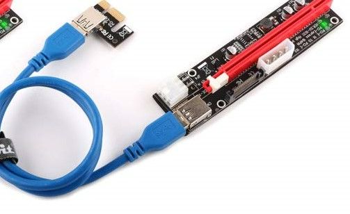 Photo 1 of  Latest GPU PCI-E Riser Express Cable 16X to 1X (6pin / MOLEX/SATA) with Led Graphics Extension Ethereum ETH Mining Powered Riser Adapter Card 103C