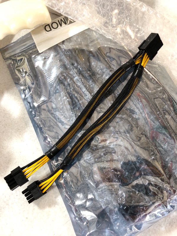 Photo 1 of JZYMOD 6-Pack Sleeved PCIE 8 Pin Female to Dual PCIE 8 Pin (6+2) Male Power Supply Extension Cable