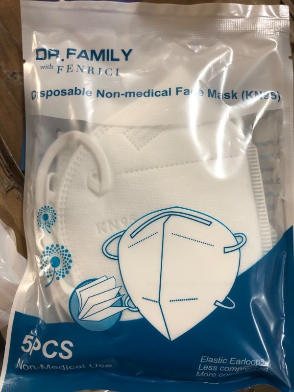 Photo 2 of 2 Packs of 5 - Dr. Family Disposable KN95 Face Masks, Non-Woven 5-Layer Disposable Mask, 5 Units/Bag