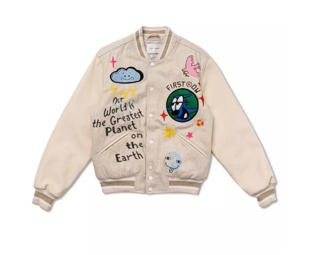 Photo 1 of First Row Men's Planet Varsity Jacket - Cream XL MENS