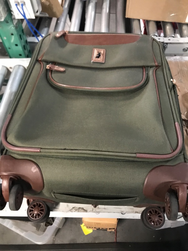Photo 2 of (Minor Damage) LONDON FOG Westminster 20" Expandable Spinner Carry On, Olive