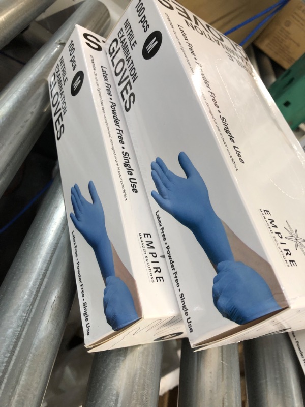 Photo 1 of EMPIRE - Blue Nitrile Exam Gloves - Premium Grade - Non-Sterile - Powder Free - Single Use, Disposable -200 count size medium 