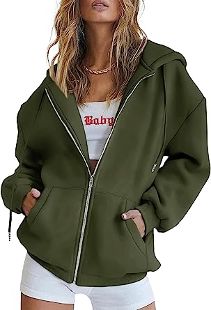 Photo 1 of PRETTYGARDEN Women's Casual Long Sleeve Zipper Sweatshirt Drawstring Loose Quarter Zip Pullover Tops with Pockets