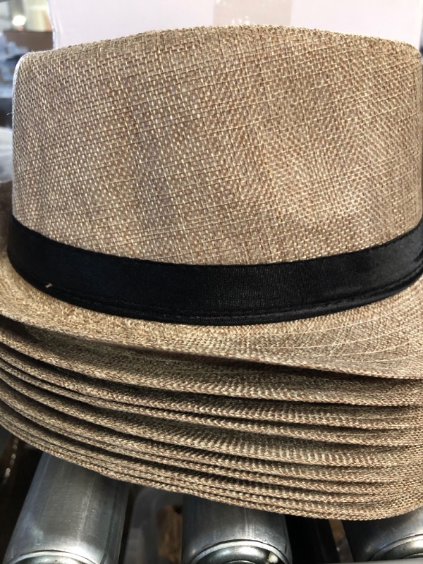 Photo 3 of 10 Pack 1920s Fedora Hats for Men Short Brim Sun Panama Hats 