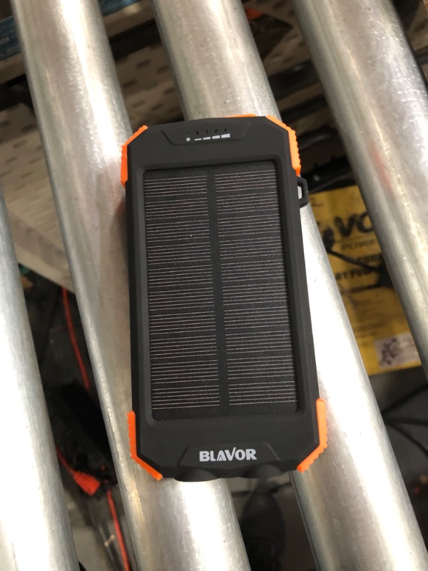 Photo 2 of BLAVOR Solar Charger Power Bank, Qi Wireless Charger 10,000mAh External Battery Pack Type C Input Output Dual Super Bright Flashlight,