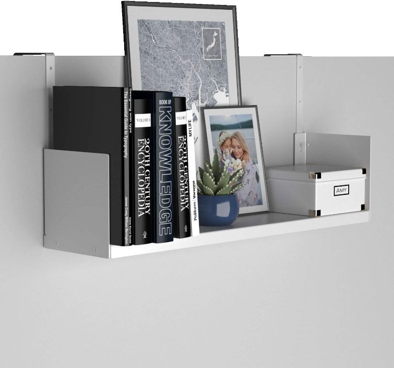 Photo 1 of Wallniture Libro Cubicle Shelf 24" Cube Storage Organizer Bookshelf with Cubicle Hooks,