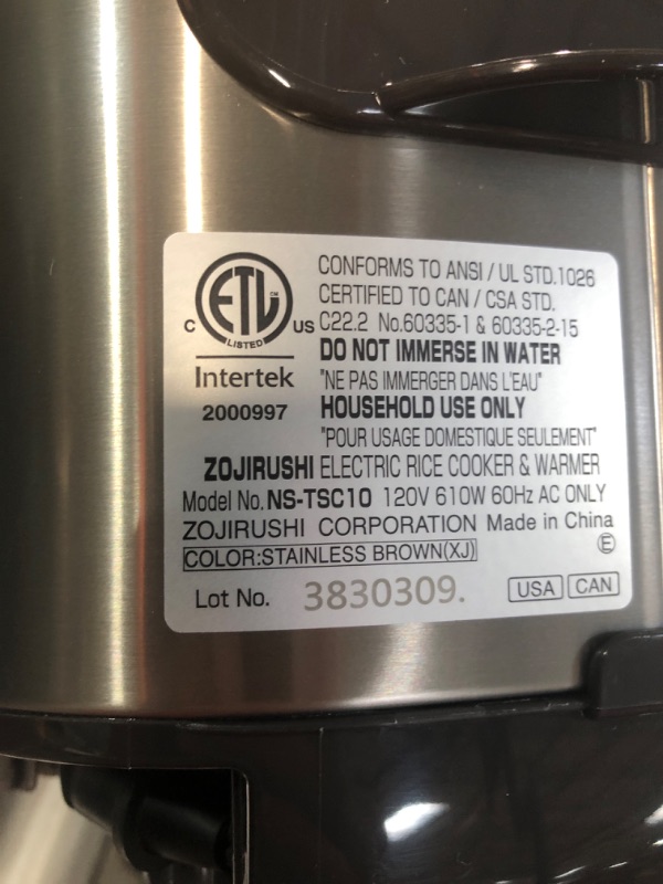 Photo 5 of **USED**  Zojirushi NS-TSC10 5-1/2-Cup (Uncooked) Micom Rice Cooker and Warmer,