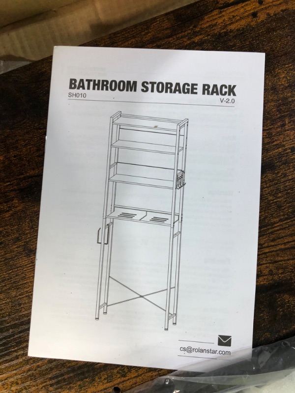 Photo 6 of [Notes] Rolanstar Over The Toilet Storage, 4-Tier Wooden Bathroom Space Saver -  Brown