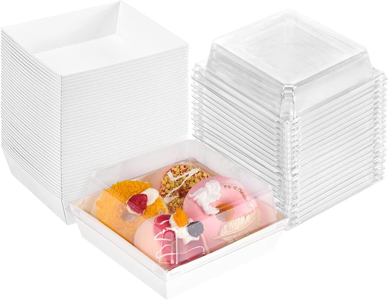 Photo 1 of [New] Moretoes 60pcs Paper Charcuterie Boxes 5 Inches White Square Disposable 