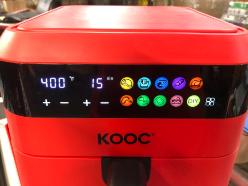Photo 3 of [Minor Damage] KOOC XL Large Air Fryer, 6.5 Quart Electric Air Fryer Oven,  Red 