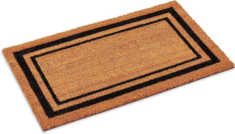 Photo 1 of [Brand New] Kempf Double Border Coco Coir Mat, Rubber Vinyl Backing, 18 x 30-Inch, Black
