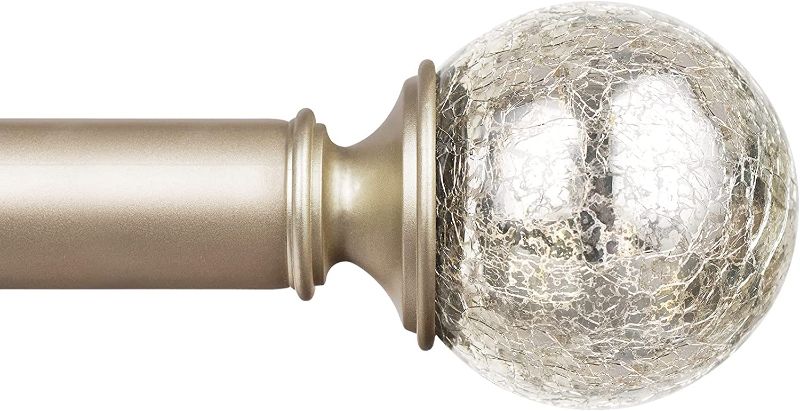 Photo 1 of [See notes] KAMANINA 1 Inch Curtain Rod Single Window Rod 72-144 Inches (6-12 Feet), Champagne Gold - Crackle Glass 
