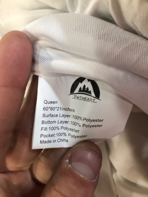 Photo 4 of [used] Queen Size Mattress Pad Pillow Cover Quilted Fitted Mattress Protector Cotton Top 8-21"