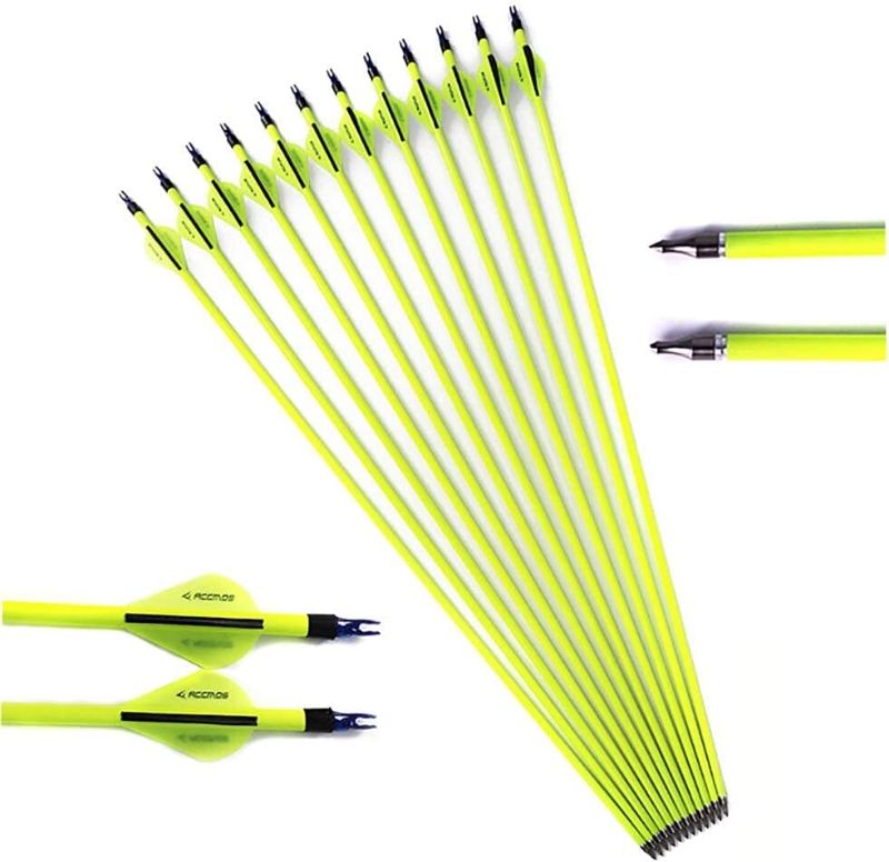 Photo 1 of [Notes] 25 Inch Arrow 500 Spine Arrow Target Practice Arrow Hunting Arrow Carbon Arrows 12pc Yellow