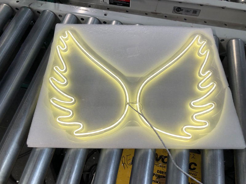 Photo 3 of ***SLIGHT CRACK - SEE PHOTOS*** DECANIT Wings Neon Signs for Wall Decor?Powered by USB 3D, 17.7"x13.4"x0.6"
