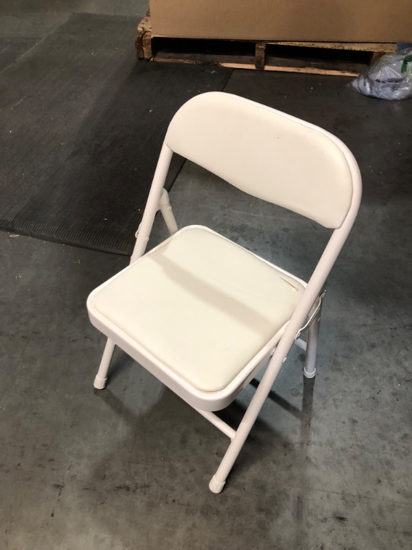 Photo 2 of ***TEAR IN CUSHION - SEE PHOTOS*** Queekay Kids Folding Chairs with Padded Seat, White