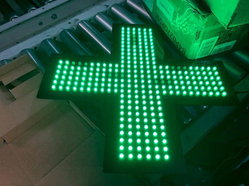 Photo 2 of ***SEE NOTES*** Medical Cross LED Dispensary Sign 19”x19” Light, hanging, 3 Mode.