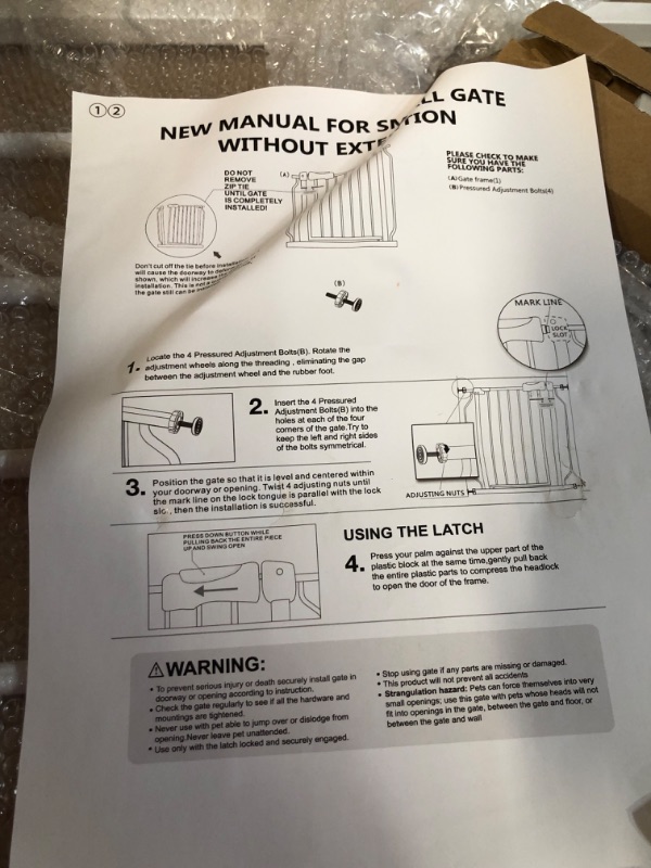 Photo 2 of  Narrow Baby Gate 24 Inch Small Dog Gate White Tension , 24.02"-27.56"/61-70CM White