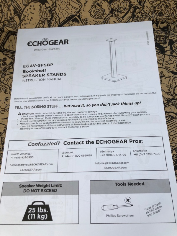 Photo 3 of ECHOGEAR Universal Floor Speaker Stands - Vibration-Absorbing MDF Design 