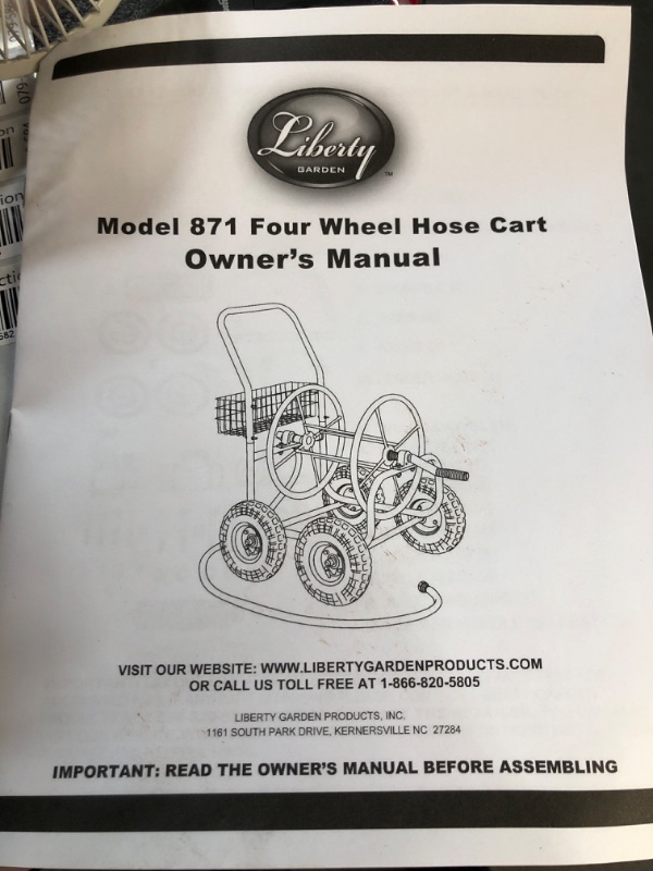Photo 2 of ***MISSING COMPONENTS*** Liberty Garden 880-2 Industrial 2-Wheel Pneumatic Tires Garden Hose Reel Cart, Holds 300-Feetof 5/8-Inch Hose - Gray