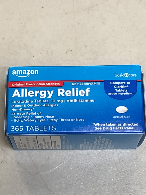 Photo 2 of Amazon Basic Care Allergy Relief Loratadine Tablets 10 mg, White, 365 Count Tablets 365 Count (Pack of 1) BB 01/2023