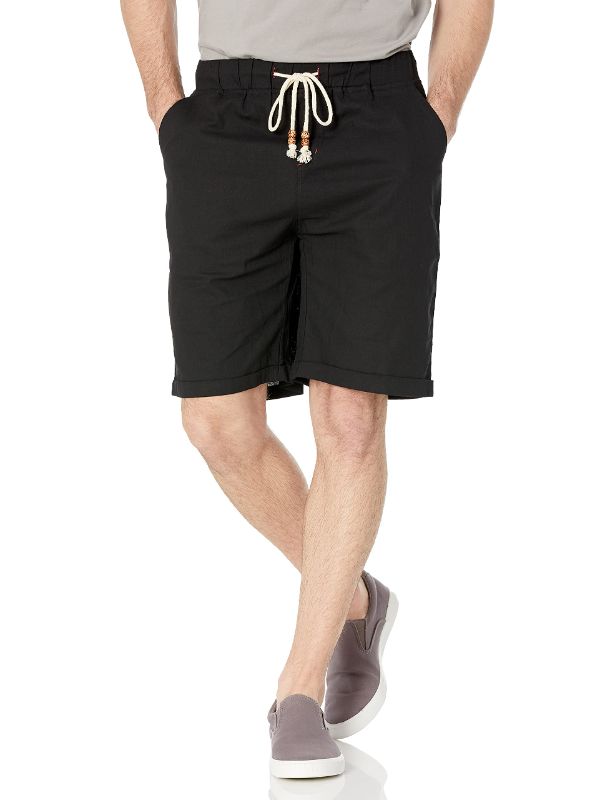 Photo 1 of Amazon Essentials Men's Linen Casual Classic Fit Short Large Black