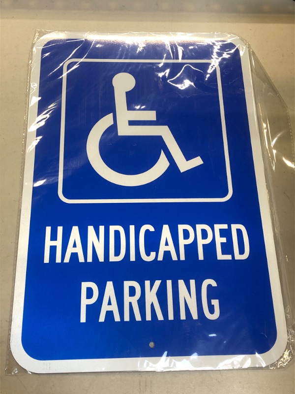 Photo 2 of Handicap Parking Sign, 18"x 12" Large Handicapped Sign, Aluminum Reflective Sign Rust Free Aluminum-UV Protected and Weatherproof