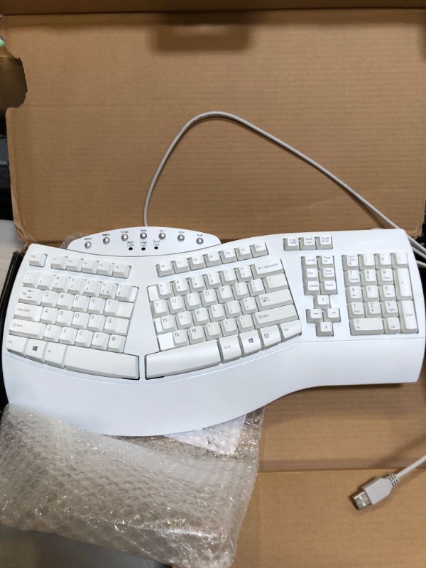 Photo 3 of Perixx PERIBOARD-512W Periboard-512 Ergonomic Split Keyboard - Natural Ergonomic Design - White - Bulky Size 19.09"X9.29"X1.73", US English Layout Wired White Keyboard+
-