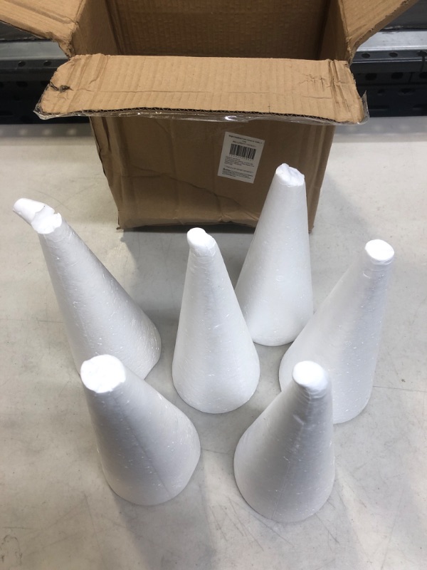 Photo 2 of 6-Pack Foam Cones for Arts and Crafts Supplies, Christmas Tree, Gnome, Holiday Decor (3.8 x 9.5 In)