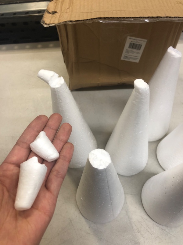 Photo 1 of 6-Pack Foam Cones for Arts and Crafts Supplies, Christmas Tree, Gnome, Holiday Decor (3.8 x 9.5 In)