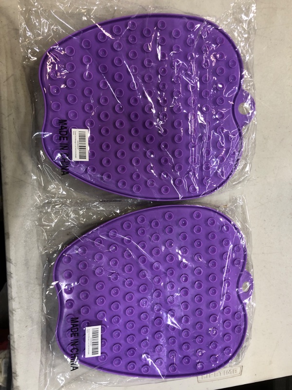 Photo 3 of 2 PCS---Wall Mounted Back Scrubber, Silicone Shower Foot Back Scrubber with Non-Slip Suction Cups, Larger Bath Massage Cushion Brush Shower Foot Scrubber Cleaner Brush(Purple)