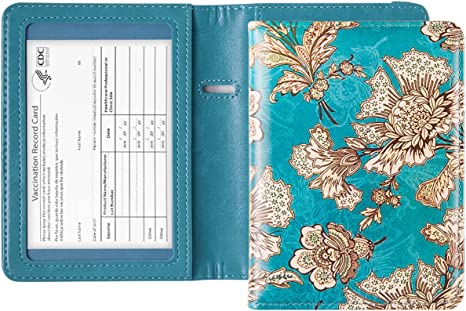 Photo 1 of 2 PCS---B BOZHUORUI Passport and CDC Vaccine Card Holder Combo,Premium PU Leather RFID Blocking Passport Holder Cover Case for Men and Women (Kapok)