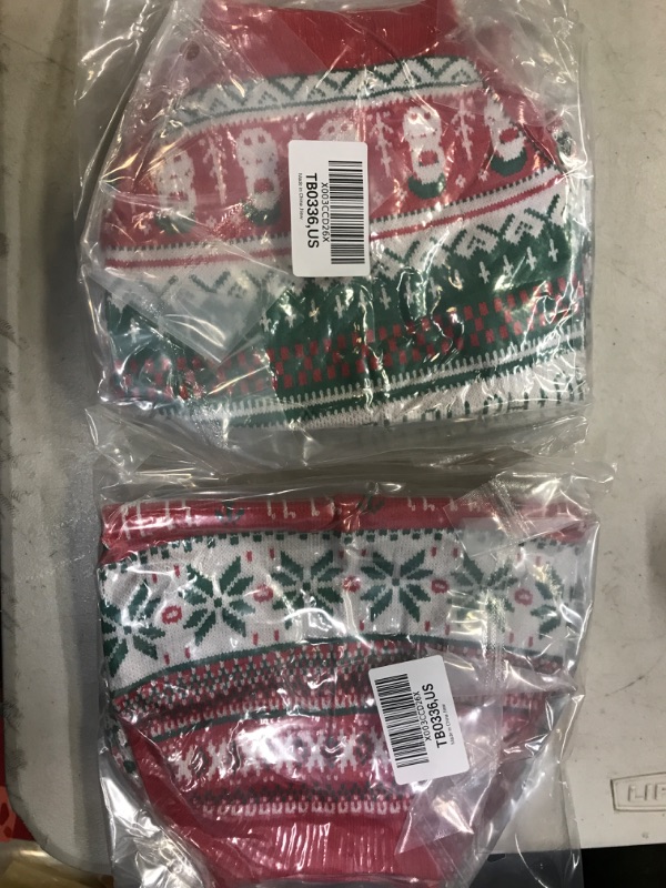 Photo 1 of 2 Pack---- Tiibot 2 Pack Christmas Pet Sweaters Xmas Winter Knitwear with Reindeer Snowman Soft Warm Dog Clothes Argyle Christmas Pet Coats Outfits for Kitty Puppy Cat, Medium