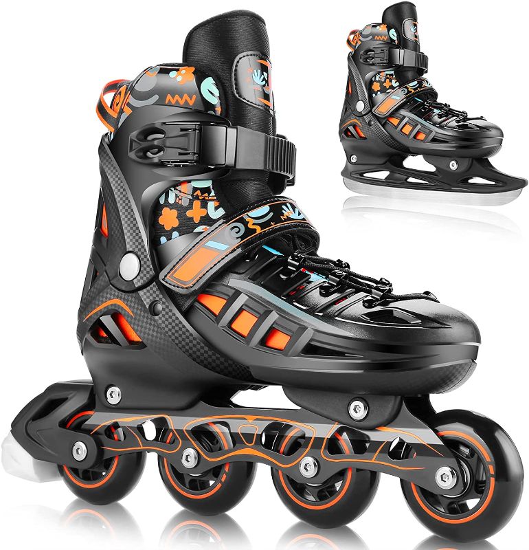 Photo 1 of Hikole Inline Skates for Adult Women and Men,Adjustable 2-in-1 Roller Skates Blades and Ice Skates,Outdoor Beginner Fitness Skates 
SIZE 11
