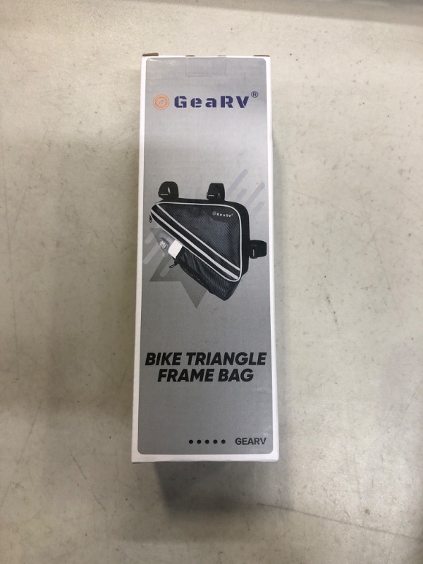 Photo 2 of GEARV Bike Accessories Triangle Bag, Bike Bags with Bike Water Bottle Holder and Reinforced PE Frame for Storage Carbon Fiber Texture Black